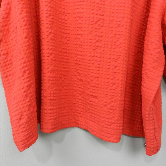 Q Neel Mock Neck Waffle Blouse Cajun Red Sz 18 Textured Knit Dolman Tunic Top - Picture 4 of 10